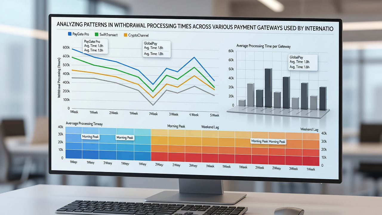 Infographic comparing processing speeds of bank transfers, e-wallets, credit cards, and cryptocurrencies in global casino operations