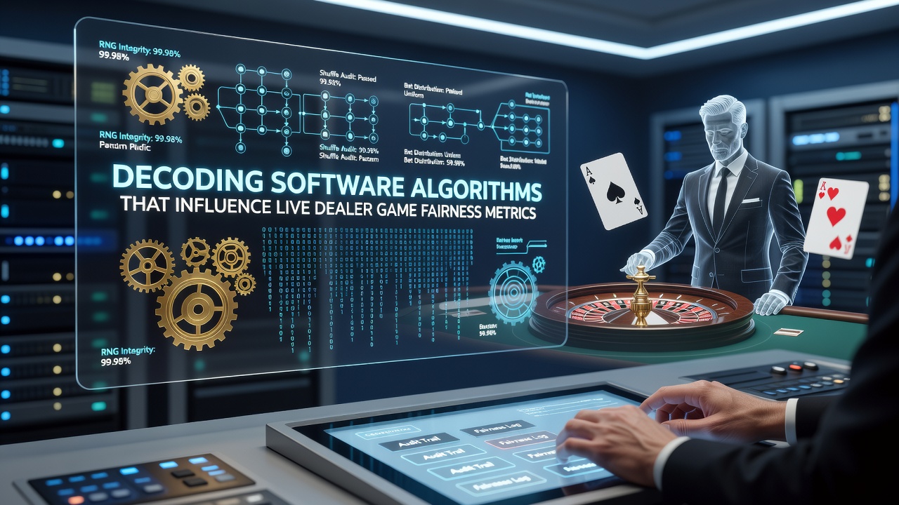 Software interface displaying live dealer game fairness metrics and algorithmic controls