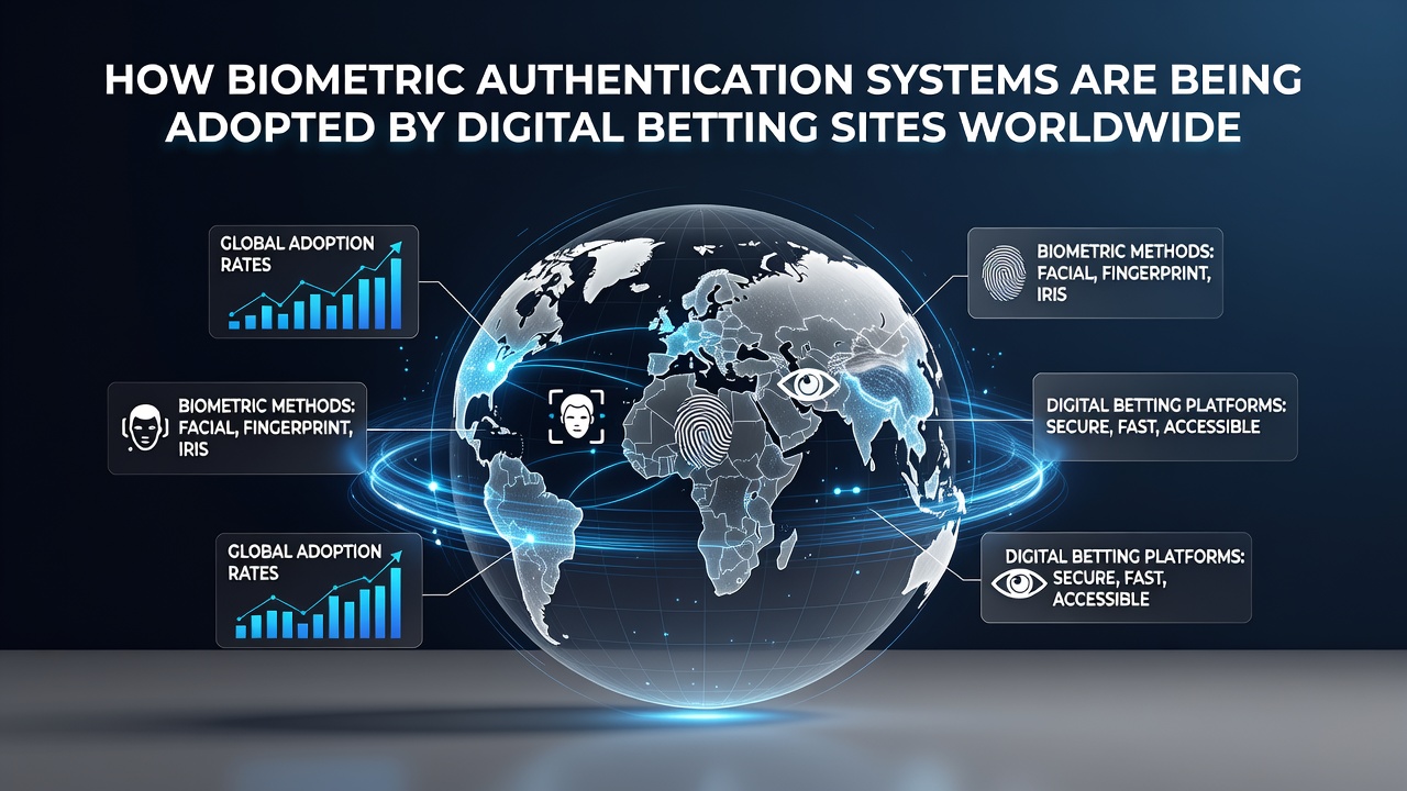 Biometric scanner in use at a betting terminal with user interface overlay