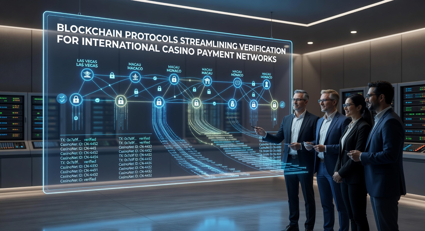 Blockchain network visualization showing interconnected nodes and secure transaction flows in casino payment systems