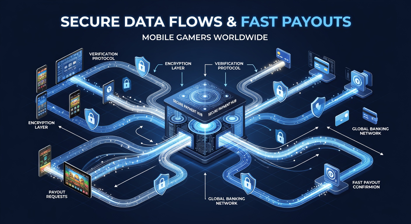 Illustration of secure data transmission in mobile gaming environments
