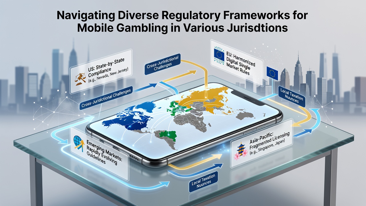 Illustration of global regulatory frameworks for mobile gambling across different jurisdictions