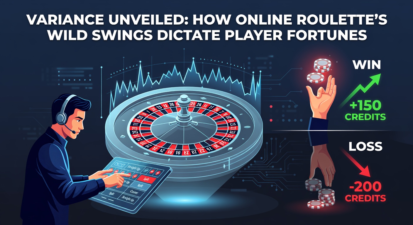 Graph charting extreme bankroll fluctuations in online roulette sessions, with peaks and valleys representing high variance impacts